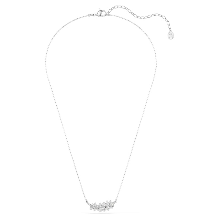 Vienna pendant Mixed cuts, Feather, White, Rhodium plated